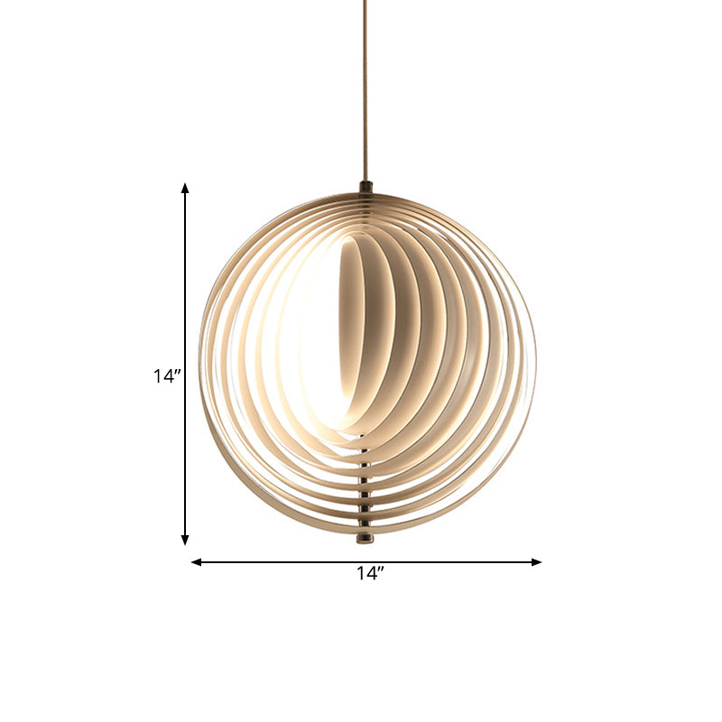 Simulated Eclipse Rotatable Ball Pendant Nordic Novelty Aluminum Single Lounge Hanging Light Fixture in White