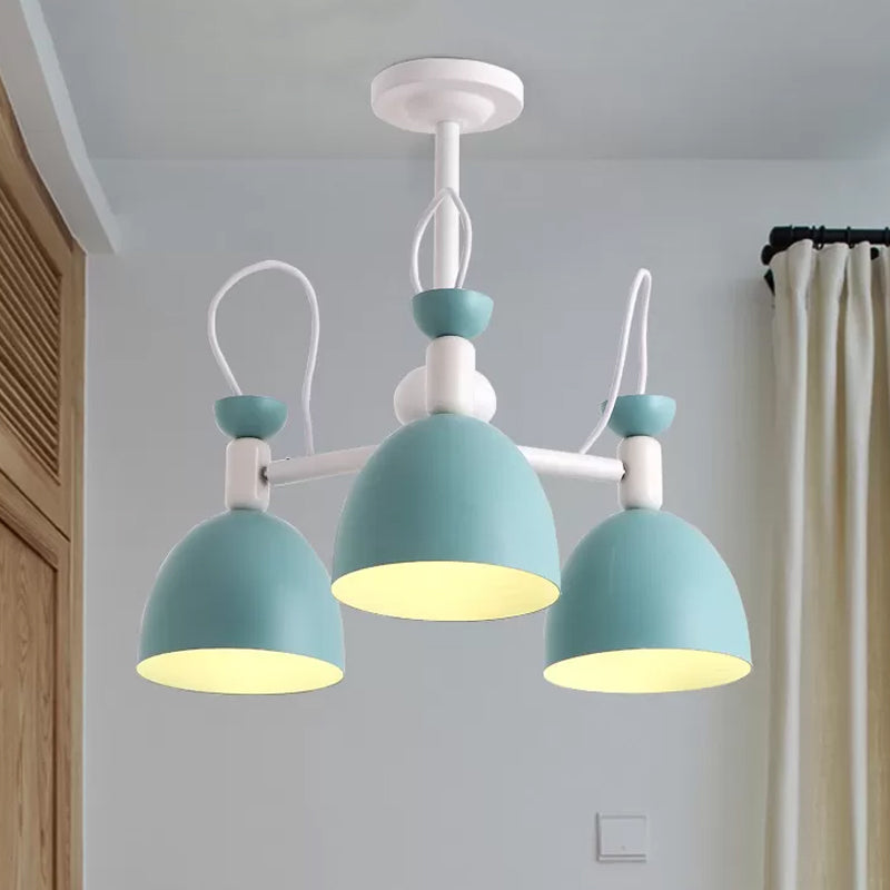 Omgekeerde beker dinette kroonluchter ijzer 3/6 kops macaron plafond suspensielamp in blauw en wit