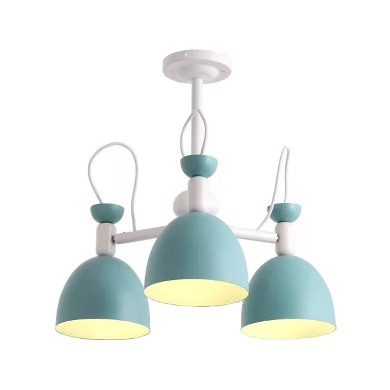 Omgekeerde beker dinette kroonluchter ijzer 3/6 kops macaron plafond suspensielamp in blauw en wit