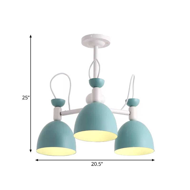 Omgekeerde beker dinette kroonluchter ijzer 3/6 kops macaron plafond suspensielamp in blauw en wit