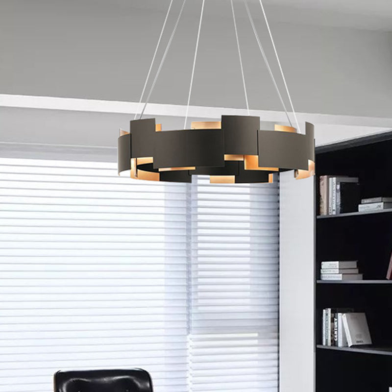 Piegatura ovale Sospensione Sospensione Iron Iron 8 Bulbi lampadario in stile moderno in nero e oro interno