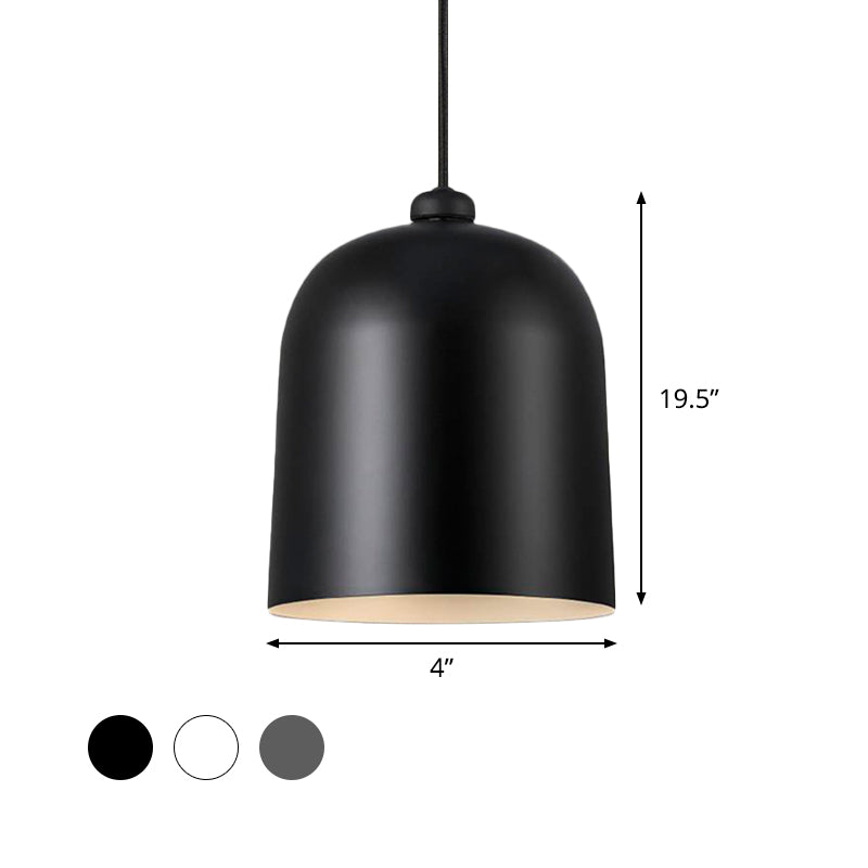 Black/White/Grey Moveable Dome Pendant Nordic 1 Bulb Metal Ceiling Suspension Lamp for Dining Room