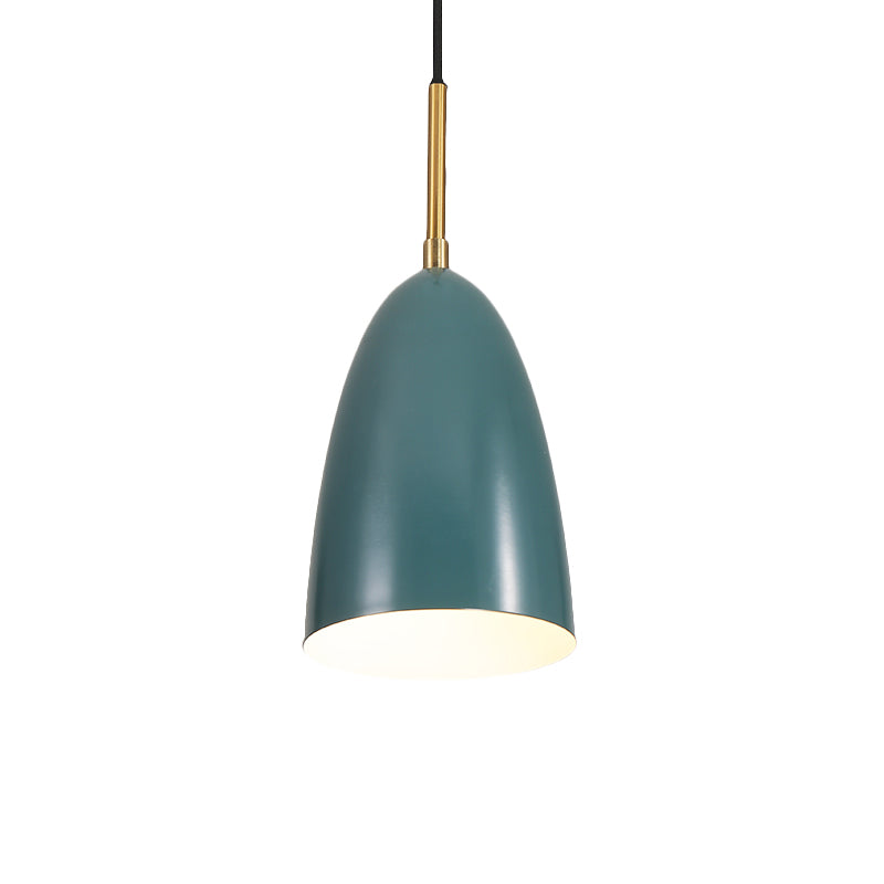 Bullet Head Metal Pendant Ceiling Light Macaron 1 Light Green Suspended Lighting Fixture