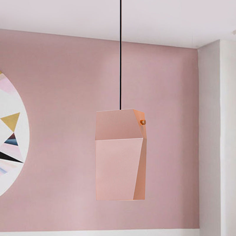 Rettangolo curvo rettangolo sospeso di luce macaron metallo 1 testa rosa lampada a sospensione per loft house