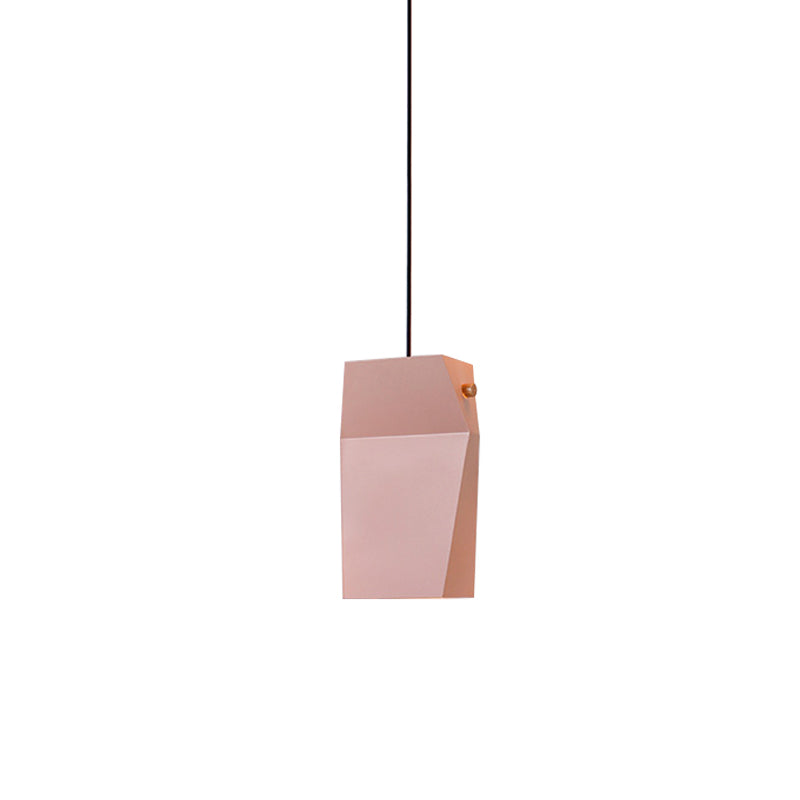 Rettangolo curvo rettangolo sospeso di luce macaron metallo 1 testa rosa lampada a sospensione per loft house