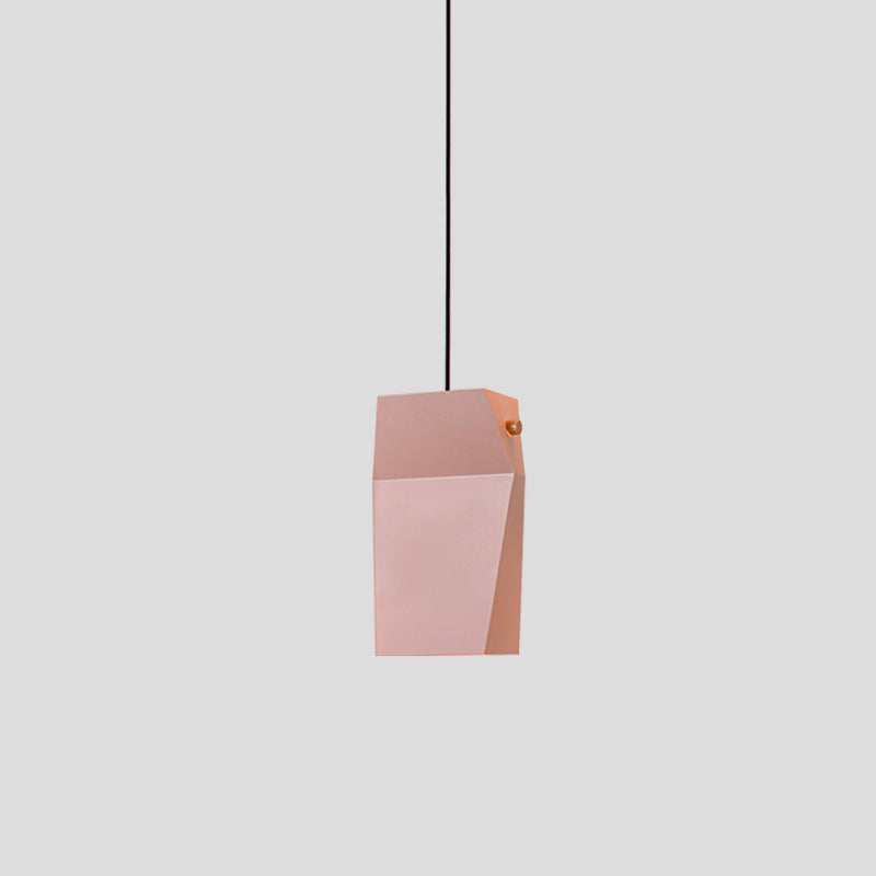 Rettangolo curvo rettangolo sospeso di luce macaron metallo 1 testa rosa lampada a sospensione per loft house