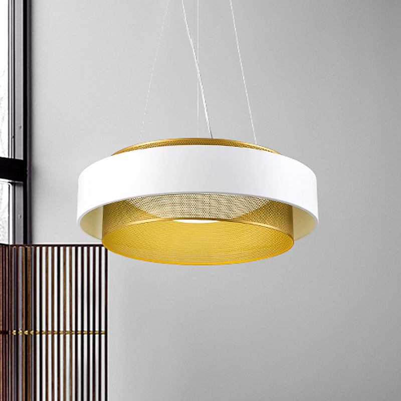 Métal 2 couches Circle Hanging Light Modern White / Black-Gold 15 "/ 18" LED PENDANT DU LED AVEC ÉCRANS