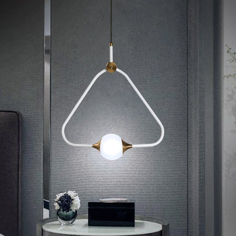 Orb Glassato in vetro Pendulum Light Minimalist 1 testa a soffitto bianco con cornice triangolare