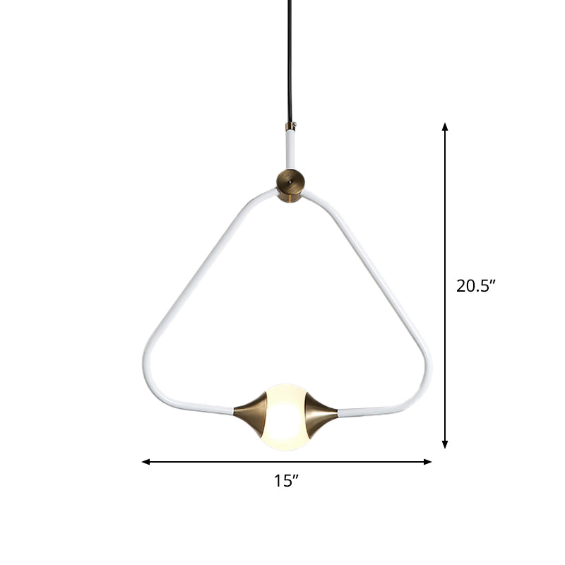 Orb Glassato in vetro Pendulum Light Minimalist 1 testa a soffitto bianco con cornice triangolare