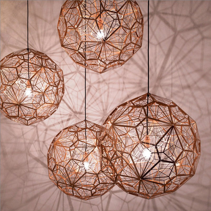 Hollowed Out Wire Sphere Pendant Lighting Modern Stylish Stainless Steel Rose Gold/Chrome Hanging Lamp Kit