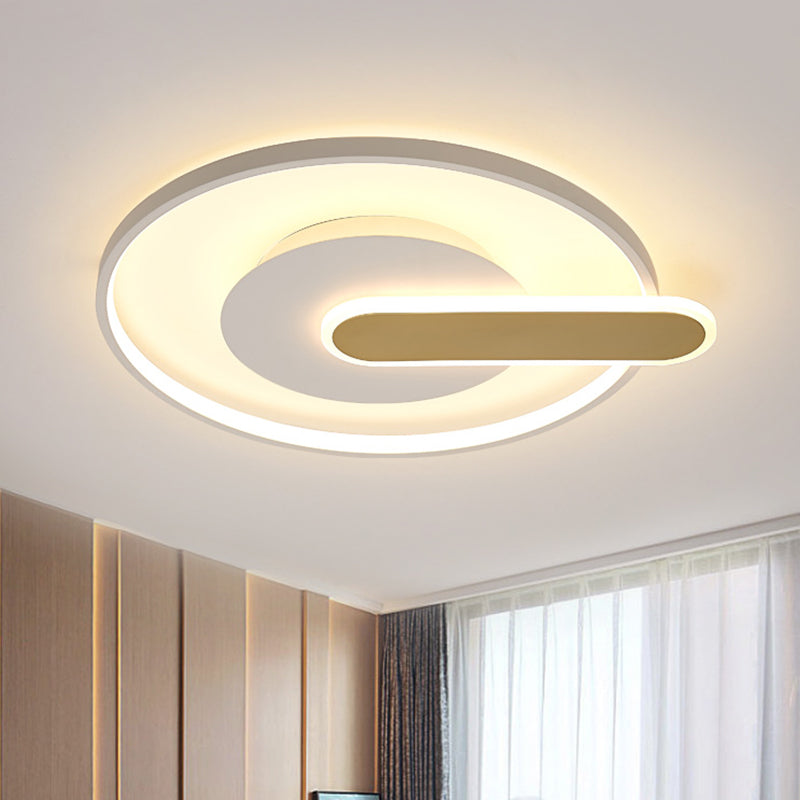 Thin Button Shaped Ceiling Light Modernism Acrylic Black/White and Gold LED Flush Mount Lighting