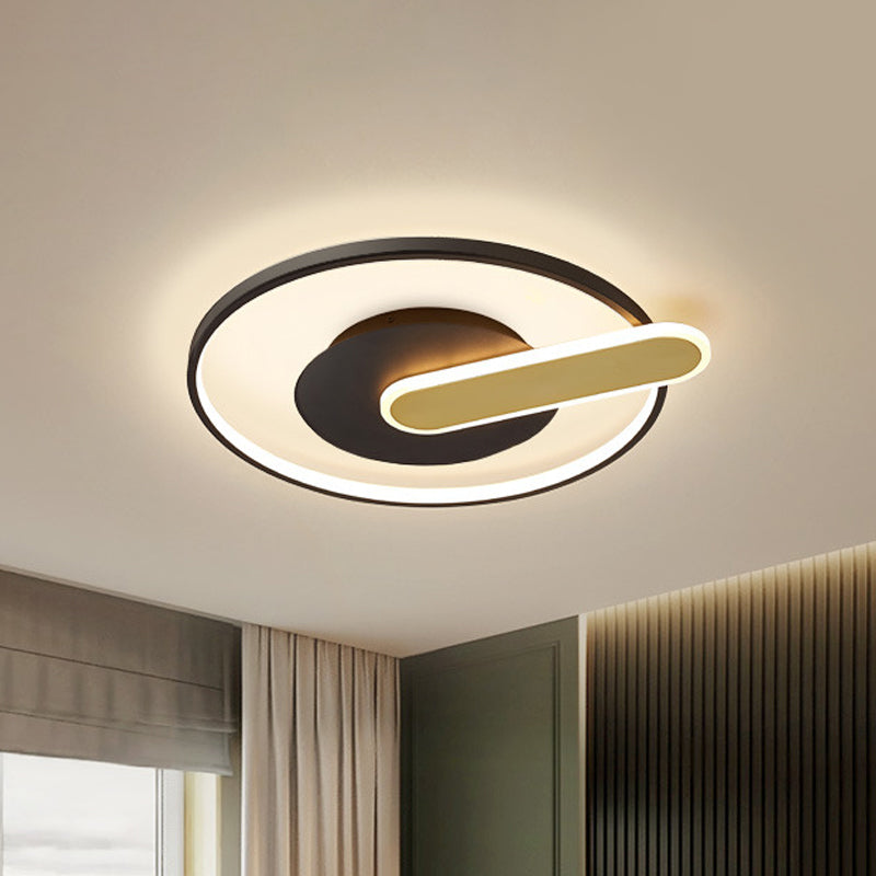 Thin Button Shaped Ceiling Light Modernism Acrylic Black/White and Gold LED Flush Mount Lighting