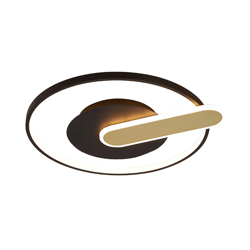 Thin Button Shaped Ceiling Light Modernism Acrylic Black/White and Gold LED Flush Mount Lighting