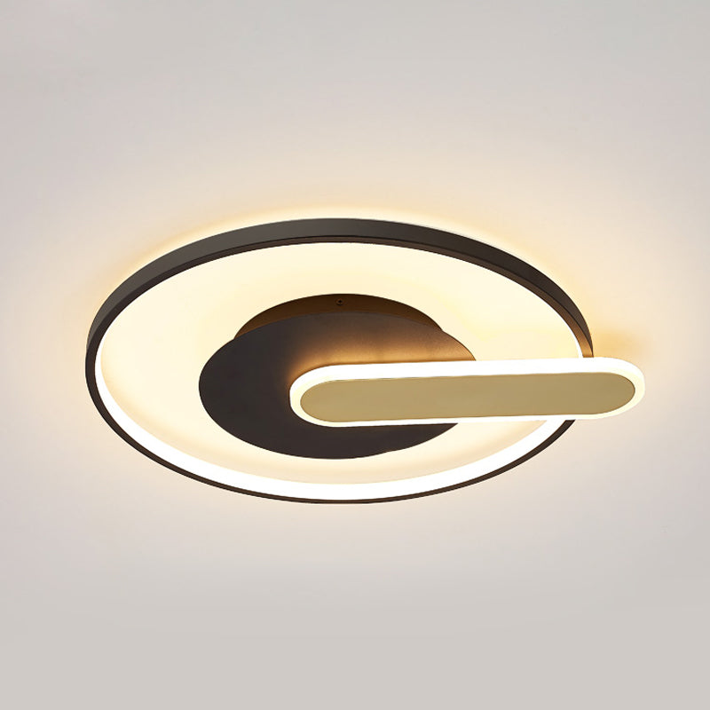Thin Button Shaped Ceiling Light Modernism Acrylic Black/White and Gold LED Flush Mount Lighting