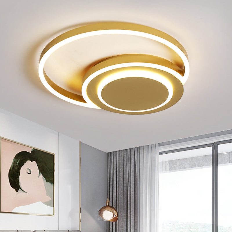 Crescent Bedroom Ceiling Light Acrylic Modern 18"/21.5" Wide LED Flush Mount Lamp in Gold