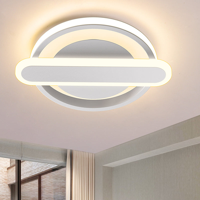 Small Circle and Oval Flushmount Modern Metal Black/White/Gold LED Ceiling Lighting for Corridor