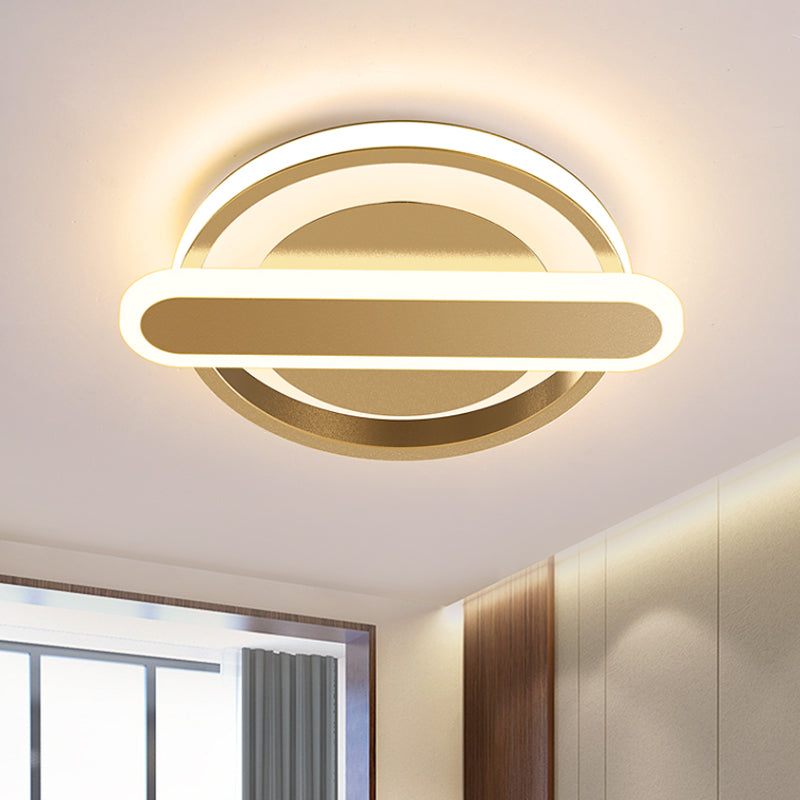 Small Circle and Oval Flushmount Modern Metal Black/White/Gold LED Ceiling Lighting for Corridor