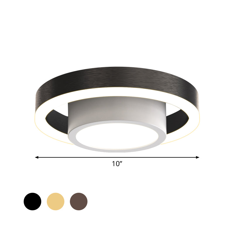 Double cerceau petit plafond acrylique affleurant nordique noir/café/or LED éclairage encastré pour couloir
