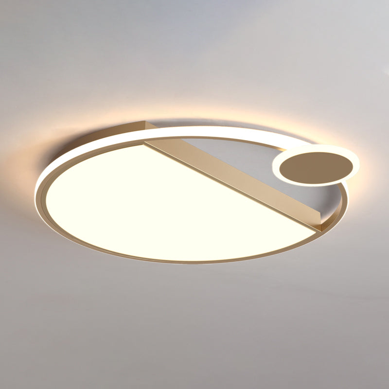 Simplicity LED Flushmount Lighting Black/Gold Rounded Thin Flush Mount Ceiling Light with Acrylic Shade for Bedroom