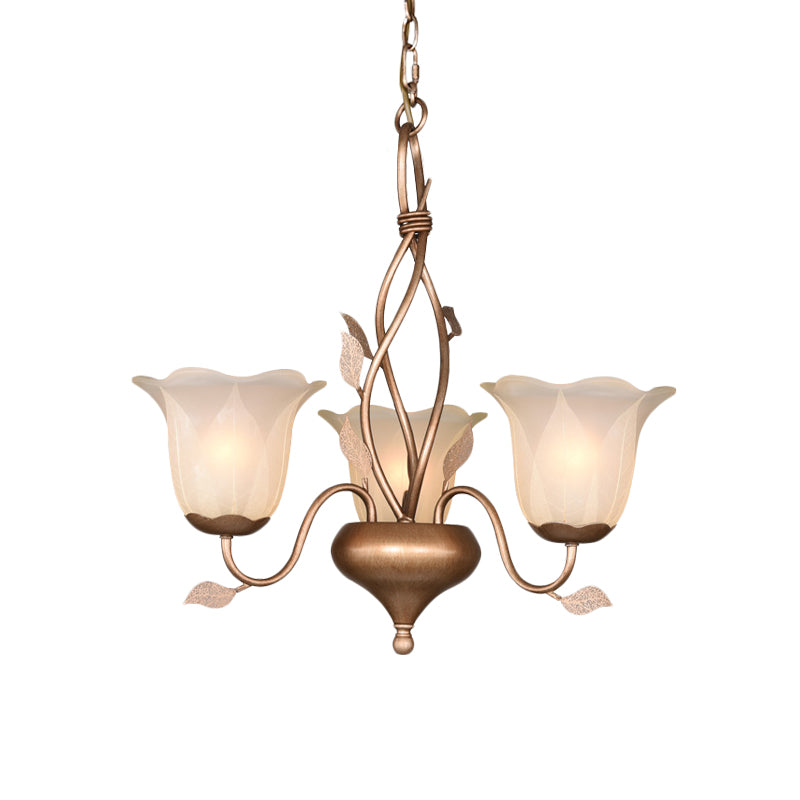 Koffie 3/6/8 bollen kroonluchter lamp vintage matglas bloesem hangend plafondlicht met bladdecoratie