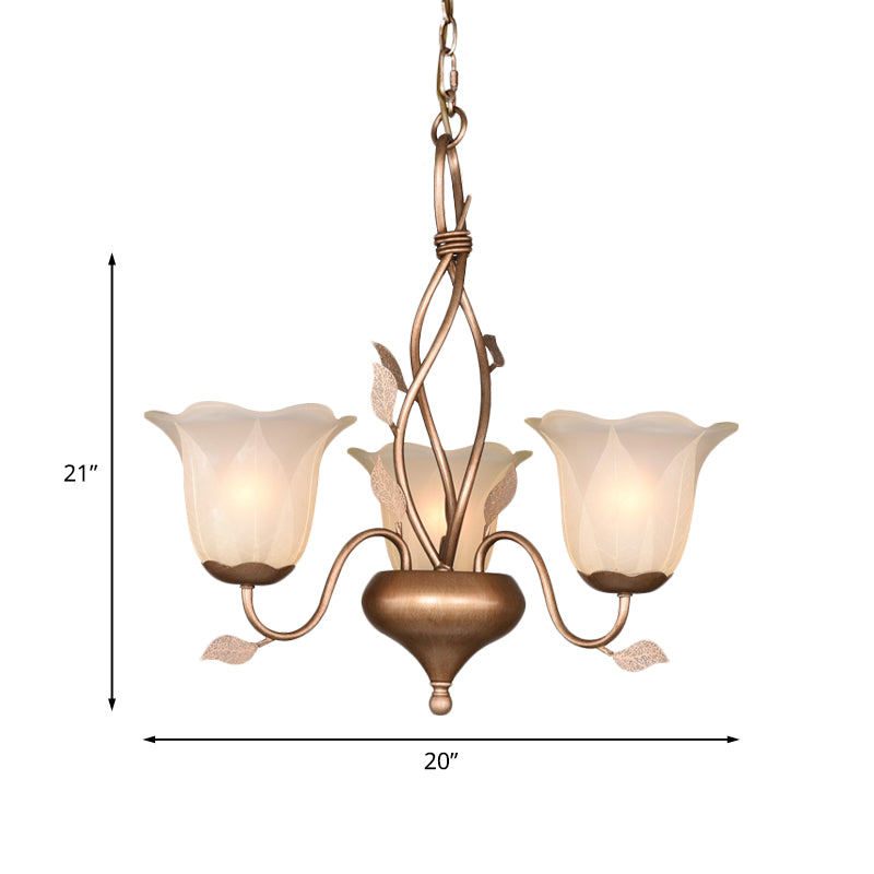Koffie 3/6/8 bollen kroonluchter lamp vintage matglas bloesem hangend plafondlicht met bladdecoratie