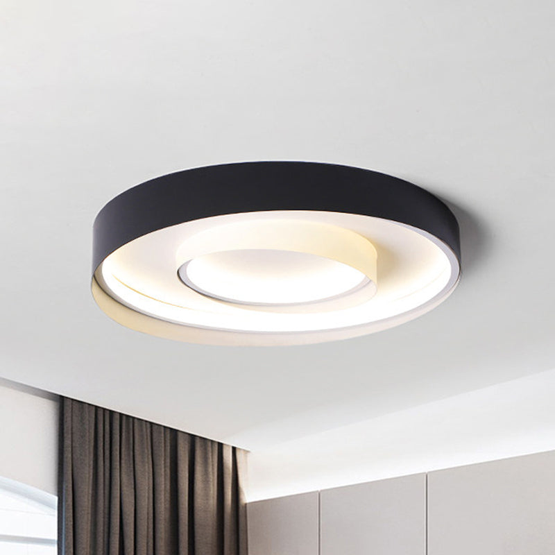 2-Circle Hotel Flush Mount Light Acrylic Minimalism 18/22 Inch Dia LED Ceiling Fixture in Warm/White Light