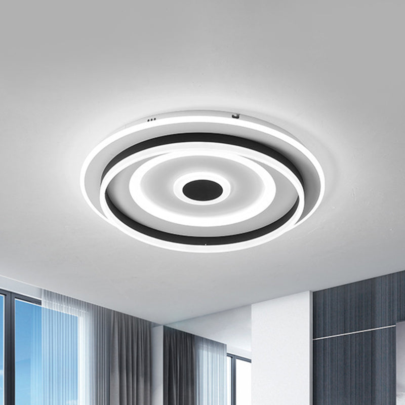 Acrylic Rippling Extra Thin Ceiling Lamp Simple Black LED Flush Mount Recessed Lighting in Warm/White Light, 19.5"/23.5" Width