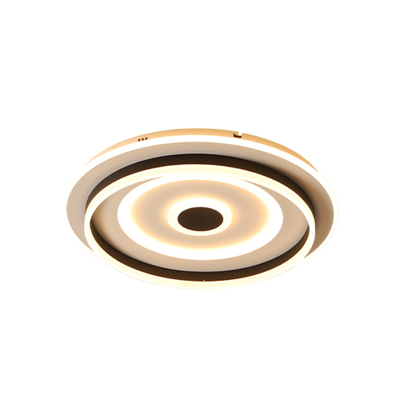 Acrylic Rippling Extra Thin Ceiling Lamp Simple Black LED Flush Mount Recessed Lighting in Warm/White Light, 19.5"/23.5" Width
