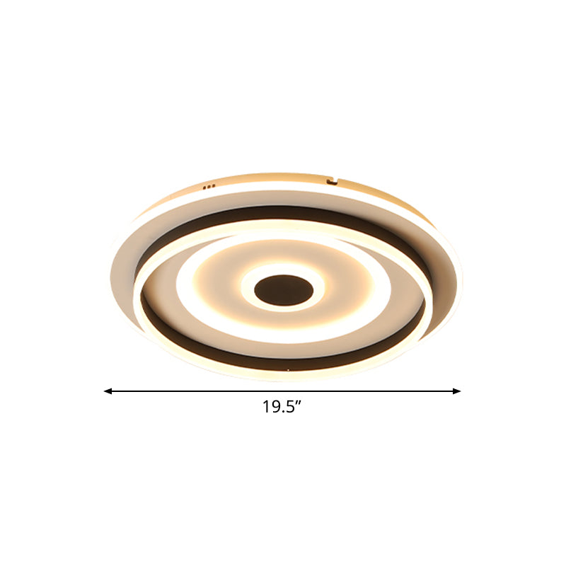 Acrylic Rippling Extra Thin Ceiling Lamp Simple Black LED Flush Mount Recessed Lighting in Warm/White Light, 19.5"/23.5" Width