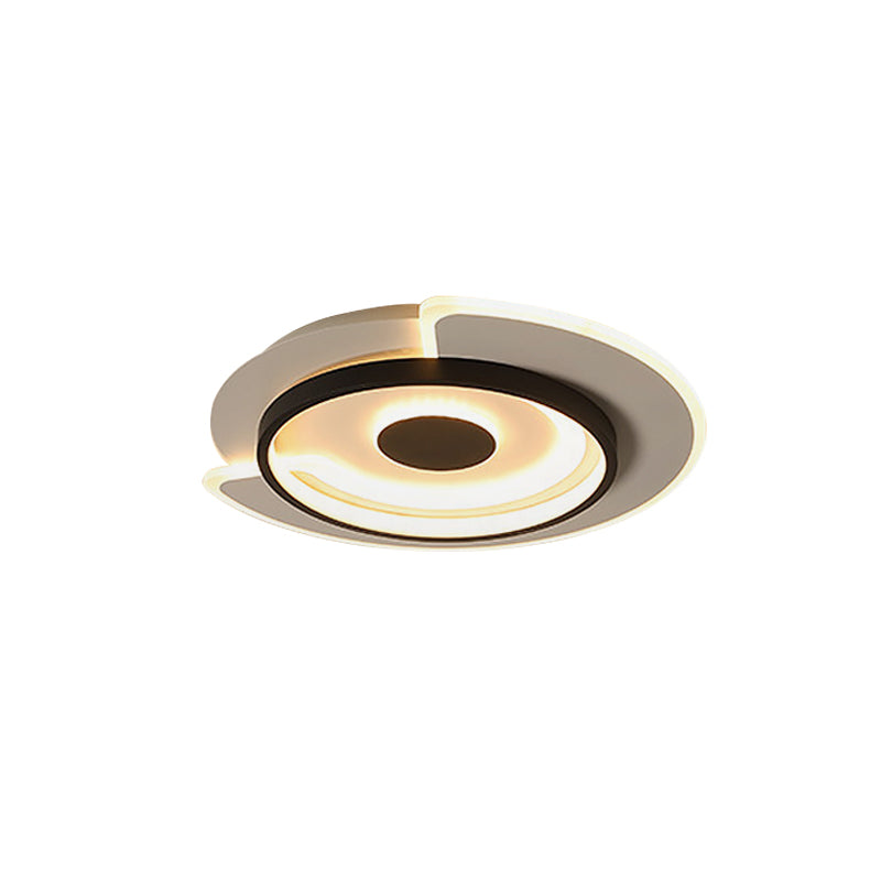 Thin Round Flush Mount Lighting Minimal Acrylic Hotel 18"/21.5" Wide LED Surface Ceiling Light in Black-White
