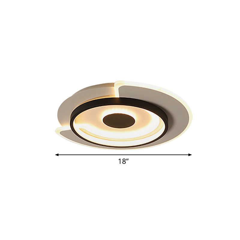 Thin Round Flush Mount Lighting Minimal Acrylic Hotel 18"/21.5" Wide LED Surface Ceiling Light in Black-White