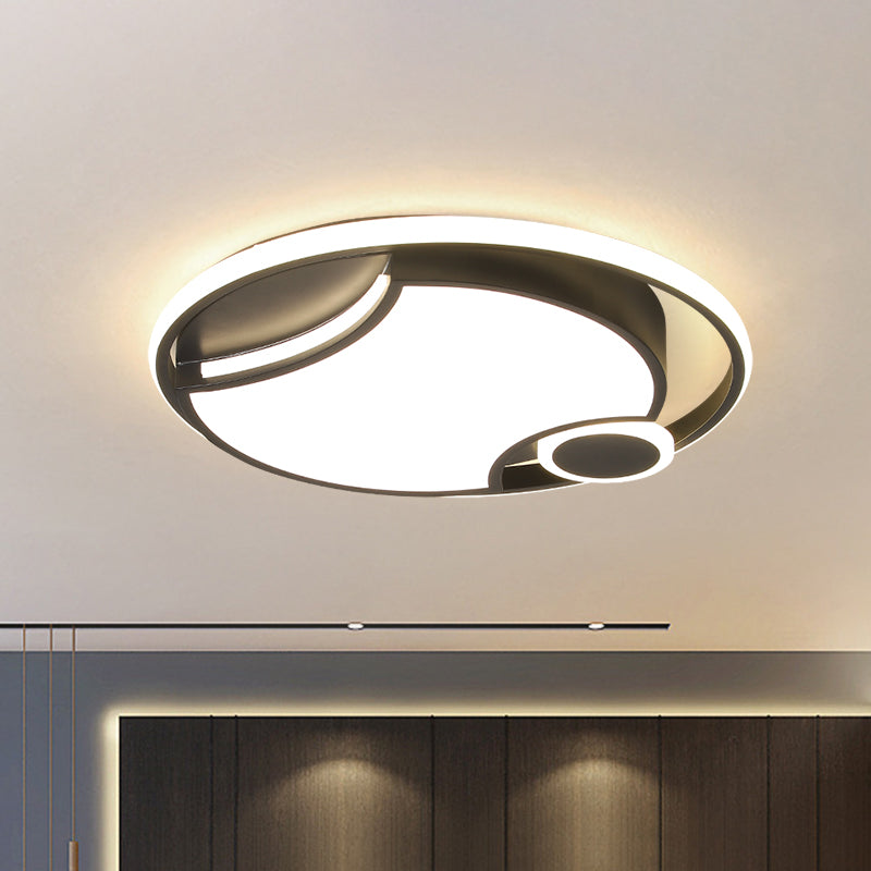 Iron Cut-Out Design Round Flush Mount Modern Style Black 16.5"/20.5" Wide LED Ceiling Light in Warm/White Light