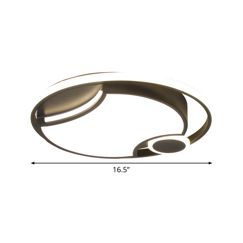Iron Cut-Out Design Round Flush Mount Modern Style Black 16.5"/20.5" Wide LED Ceiling Light in Warm/White Light