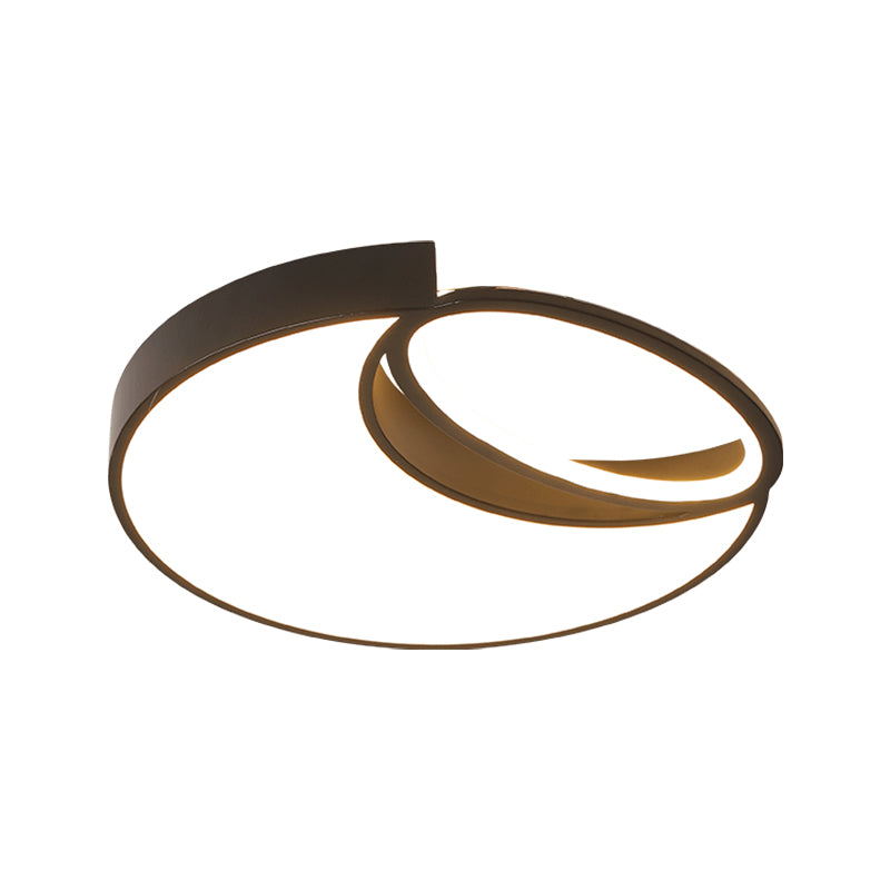 18"/22" Wide Minimalist LED Flush Light Acrylic Black Waxing Moon and Oval Ceiling Flushmount Lamp in Warm/White Light