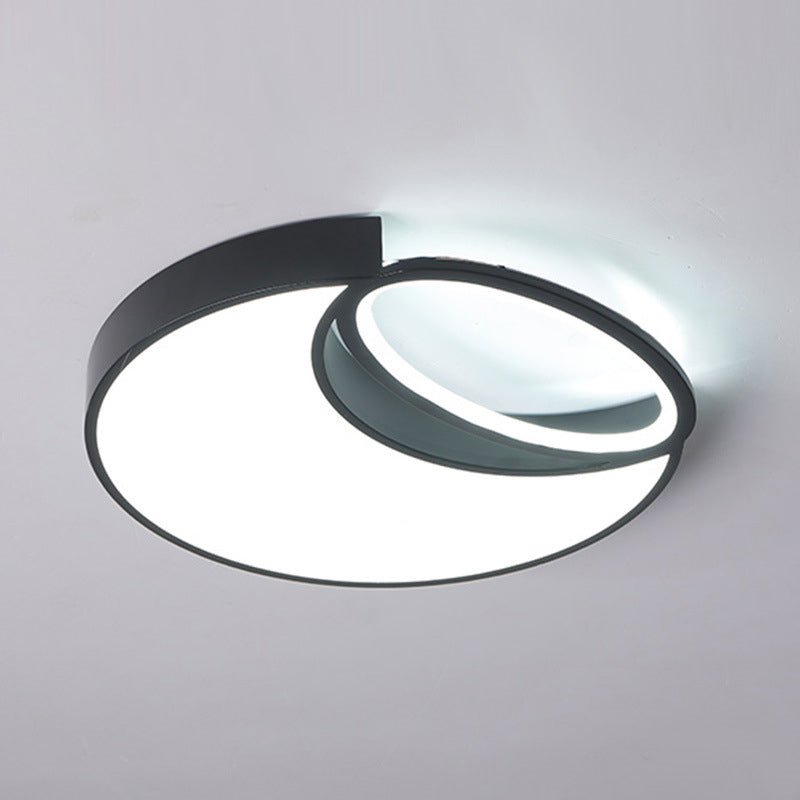 18"/22" Wide Minimalist LED Flush Light Acrylic Black Waxing Moon and Oval Ceiling Flushmount Lamp in Warm/White Light