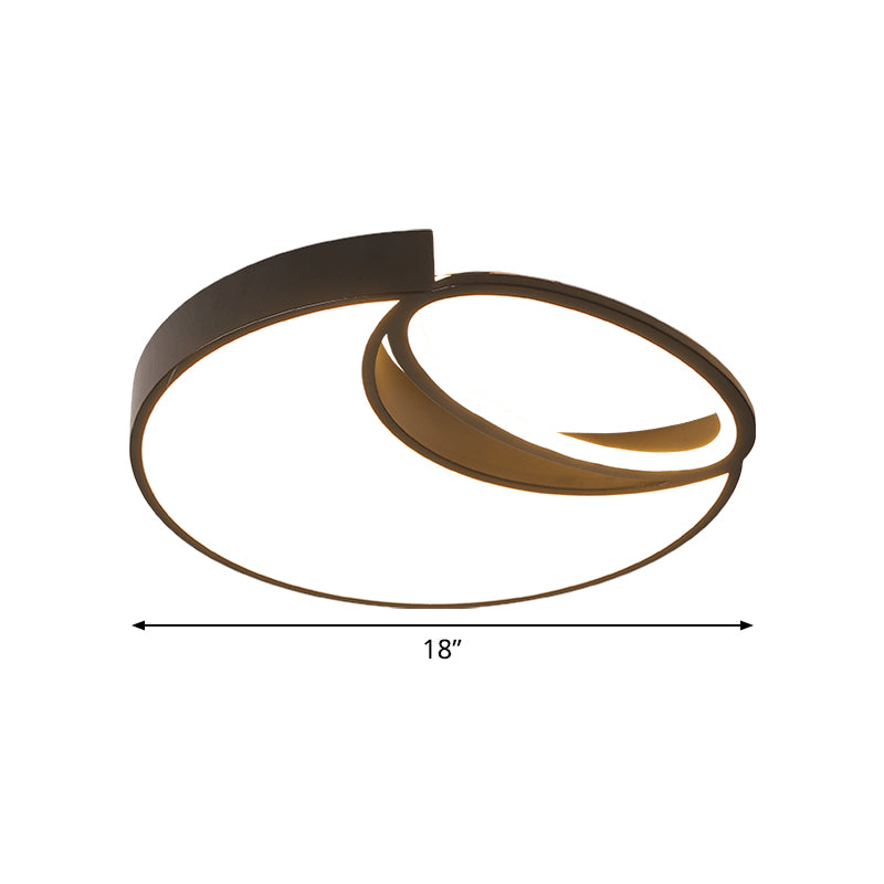 18"/22" Wide Minimalist LED Flush Light Acrylic Black Waxing Moon and Oval Ceiling Flushmount Lamp in Warm/White Light