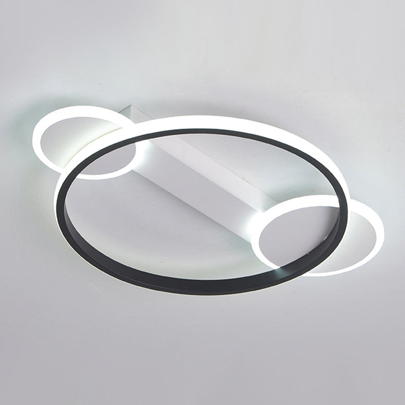 Outer Glow Hoop Silica Gel Ceiling Fixture Simple Black-White 16.5"/20.5" Dia LED Flush Mount Light in Warm/White Light