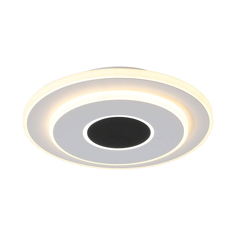 Nordic Mini Square/Round Thin Flushmount Acrylic Corridor LED Ceiling Lighting in Warm/White Light, Black-White