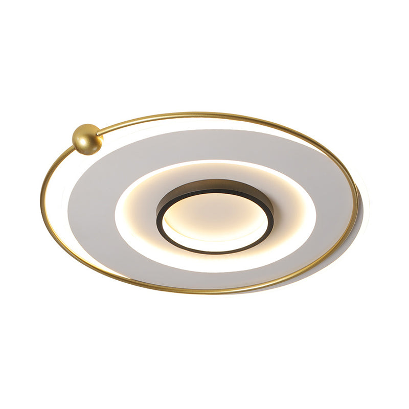 Circular Thin Acrylic Flush Light Ultra-Modern Black and Gold LED Ceiling Lamp in Warm/White Light, 16.5"/22" Width