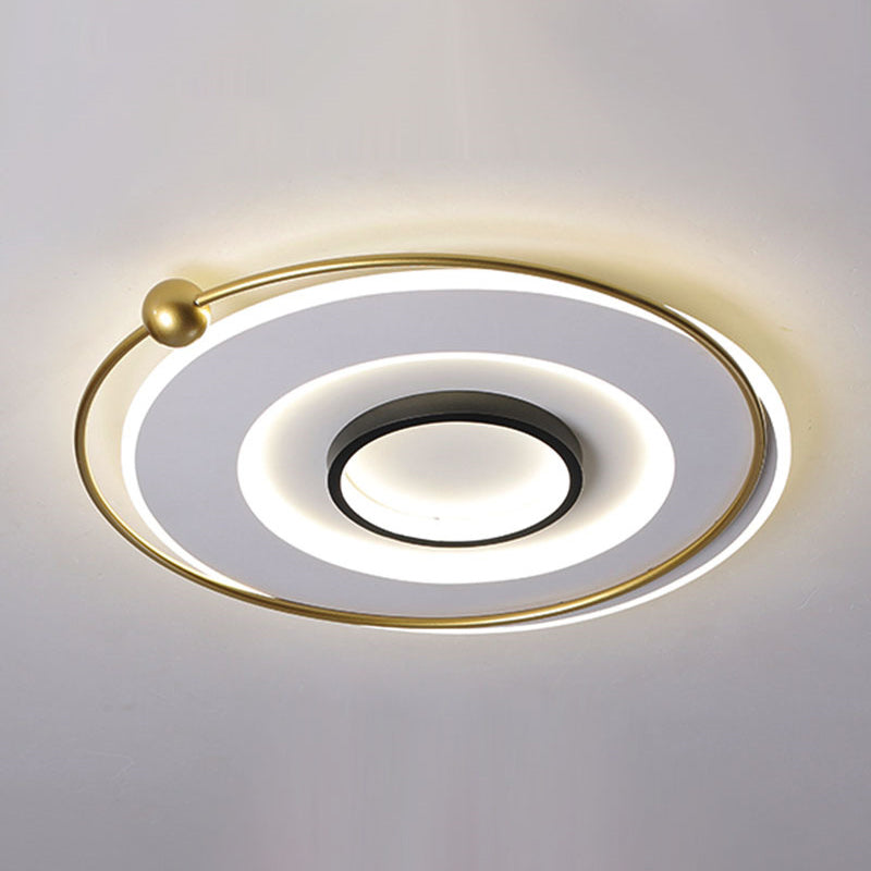 Circular Thin Acrylic Flush Light Ultra-Modern Black and Gold LED Ceiling Lamp in Warm/White Light, 16.5"/22" Width