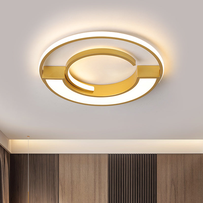 Aluminum Circular Splicing Ceiling Lamp Contemporary Gold Finish 16.5"/20.5" Dia LED Flushmount Lighting in Warm/White Light