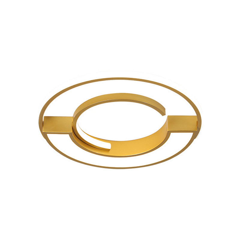 Aluminum Circular Splicing Ceiling Lamp Contemporary Gold Finish 16.5"/20.5" Dia LED Flushmount Lighting in Warm/White Light