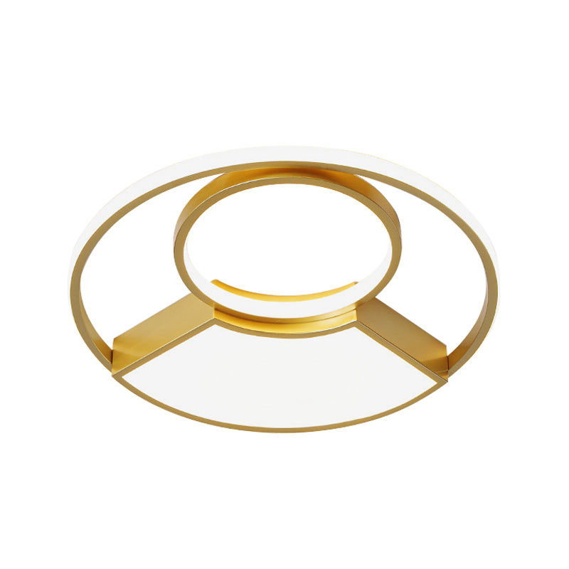 Geometrical Thin Acrylic Flush Light Simple Novelty Gold Finish LED Ceiling Mount Lighting in Warm/White Light, 18"/22" Width