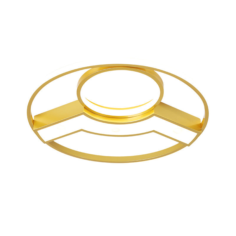 Golden Hoop LED Ceiling Light Modern Creative Acrylic Flush Mount Fixture in Warm/White Light, 16.5"/20.5" Diameter