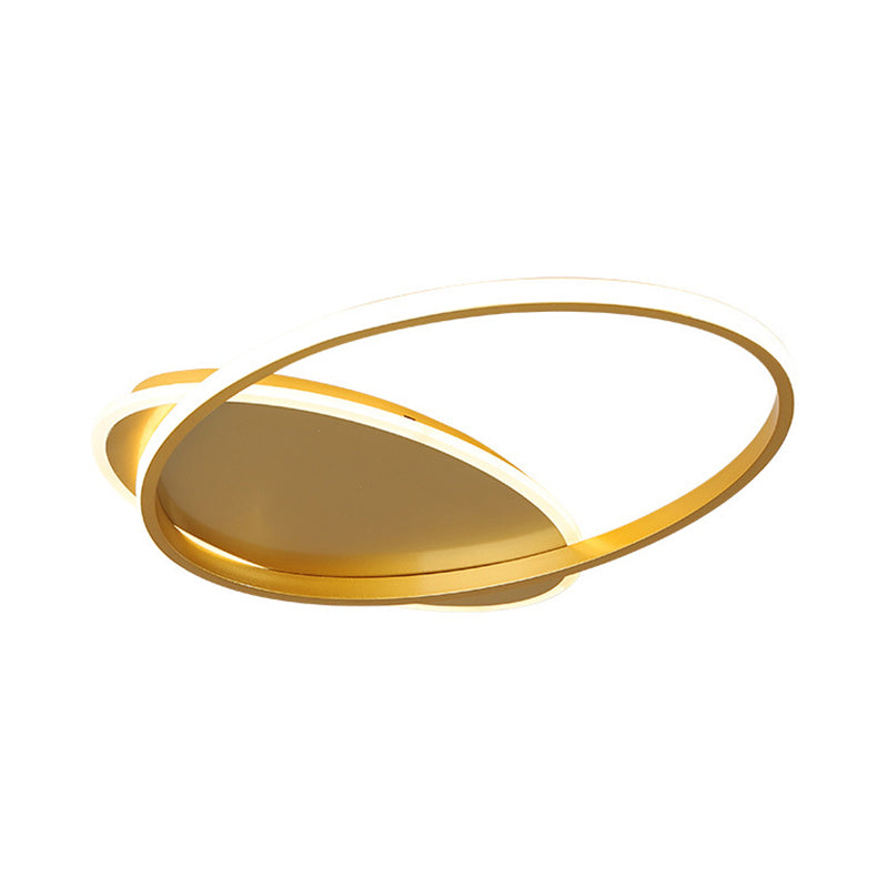 Acrylic Ellipse Ceiling Lamp Simple Gold Finish LED Flush Mount Lamp in Warm/White Light for Bedroom, 19"/23" Width