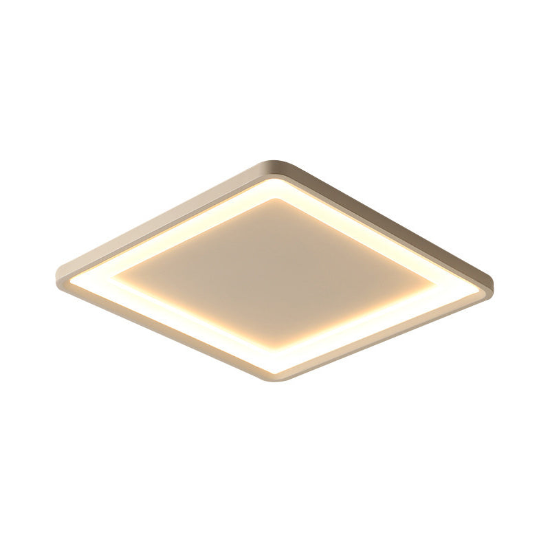 Super Thin Square Aluminum Flush Light Simplicity White 16"/19.5" Wide LED Ceiling Mount Fixture in Warm/White Light