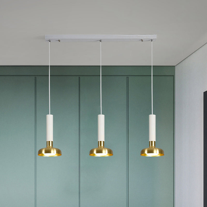 Mid Century Torch Multi-Pendant Metal 3-Light Kitchen Bar Suspension Light in White/Black-Gold