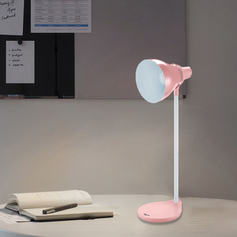 Horn Shade Bendable Reading Lamp Macaron Iron 1 Head Pink/Green Desk Light with Embedded On Off Switch