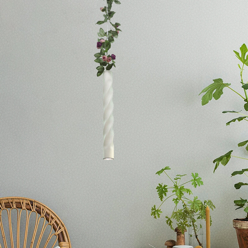 12"/19.5" H Aluminium Spiral Bar Drop Pendant Retro 1 Light Restaurant Plant Hanging Light Fixture in Black/White/Gold