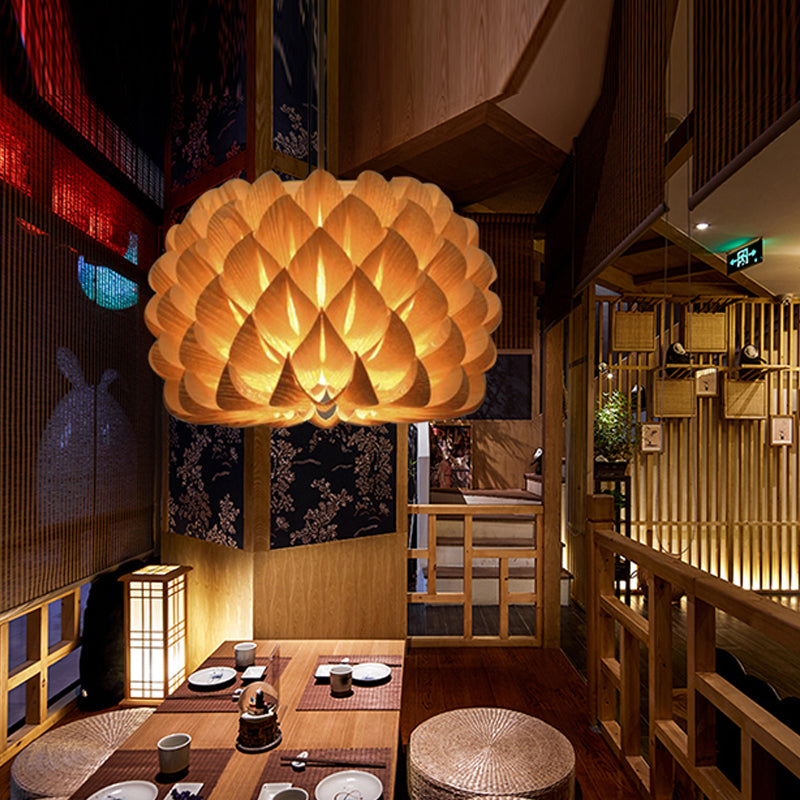 Iluminación de madera de madera tejida a mano de mano asiático 1 beige de 1 linda accesorio de iluminación suspendida